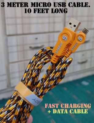 Imported 3 Meter Micro USB Fast Charging and Data Cable for Mobiles