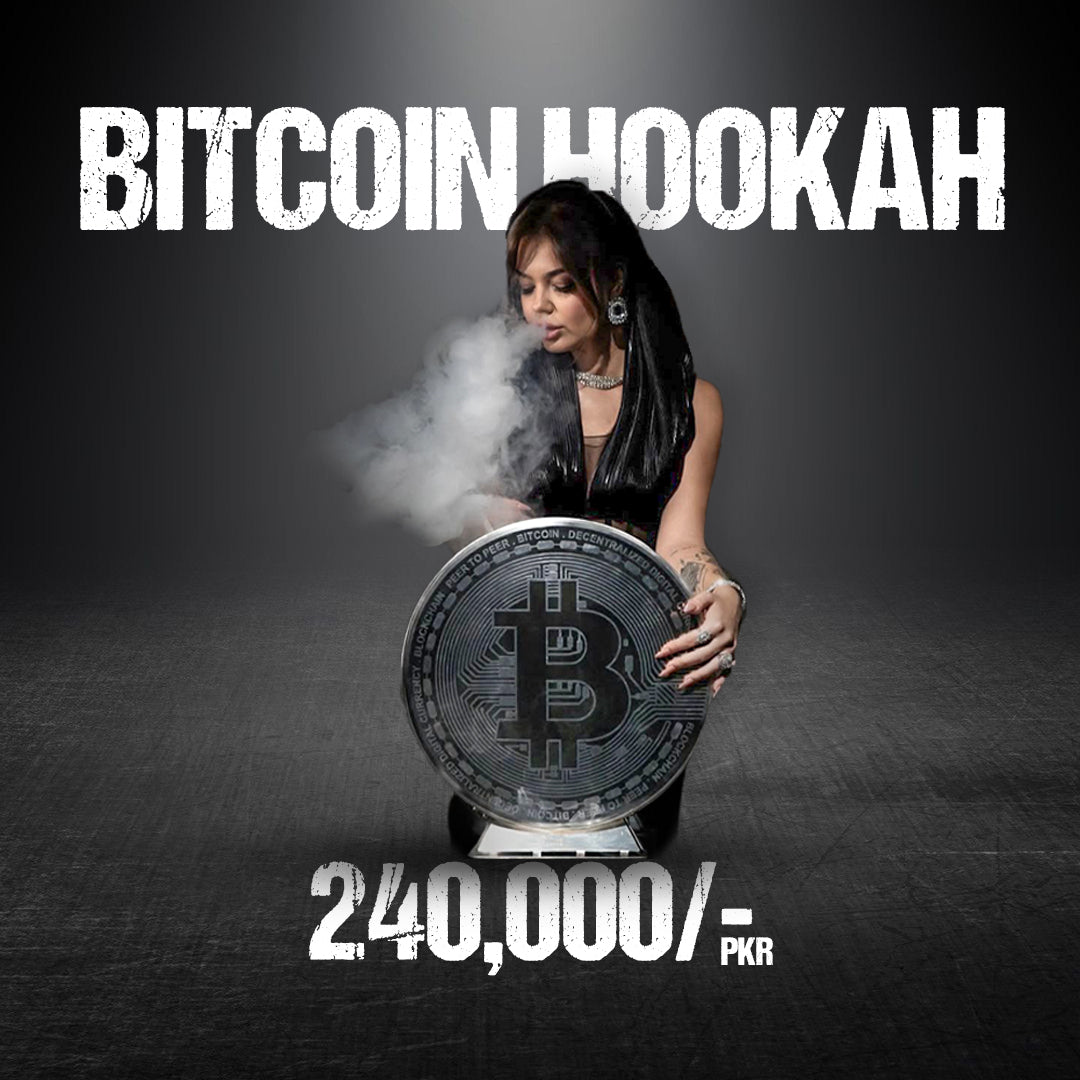 Bitcoin Water Pipe SS304 Steel 16 Inch Silver Black Premium